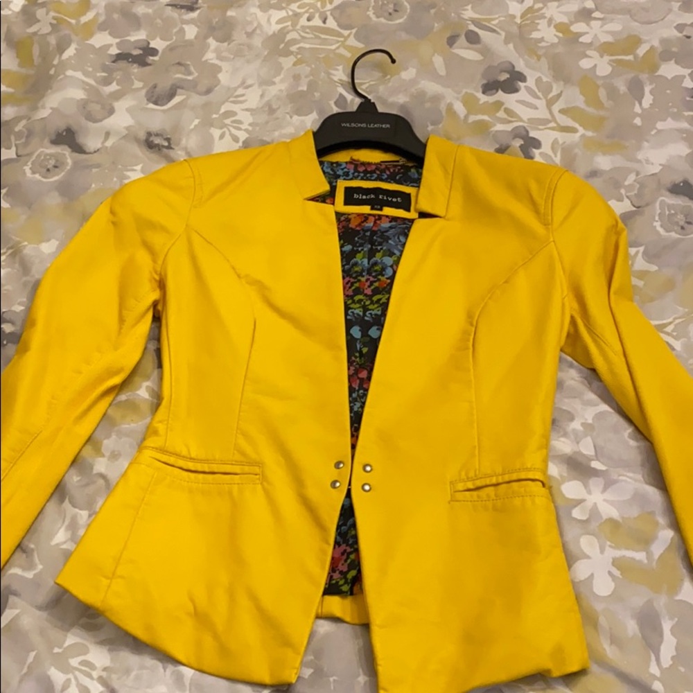 yellow leather jacket